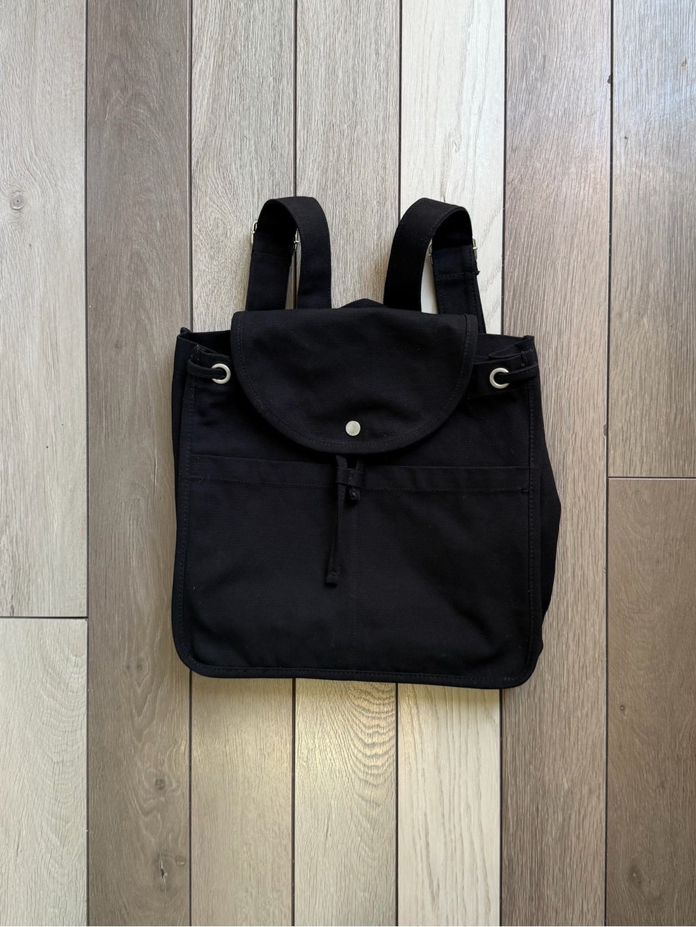 BAGGU Black Canvas Backpack Tote - Minimal Everyday Bag